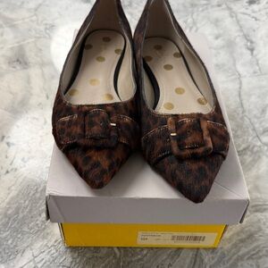 Leopard Print Pony Hair Pointed Toe Flats size 10/41 NWT